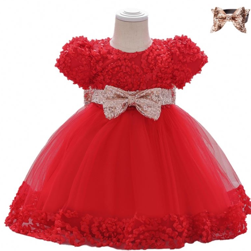 Baige New Design Kids Birthday рокли Модни дрехи за деца с пайети лък L1941XZ