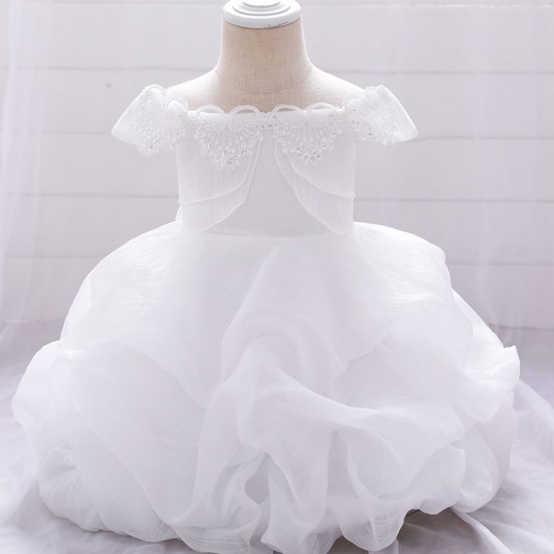 2020 Baige New White Baptism Chriptening Blessing Dress Пълнолуние Рожден ден рокля L1961XZ