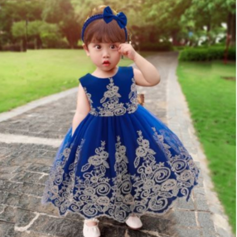 Baige New Lace Frock Kids Party Wear 0-6Year Flower Girl Birthday Party Ball Bown L2023XZ