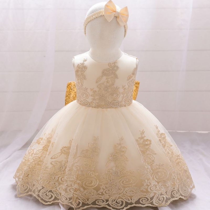 Baige New Lace Frock Kids Party Wear 0-6Year Flower Girl Birthday Party Ball Bown L2023XZ