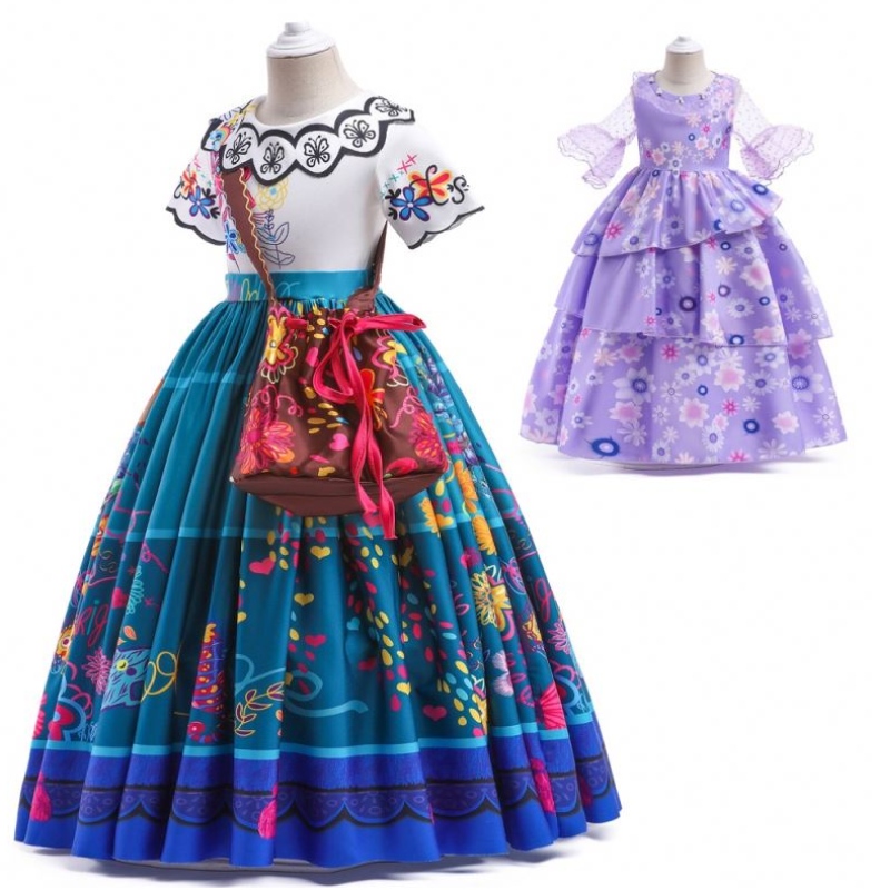 Baige Encanto Mirabel Isabella Purple Girl Dress с дълги ръкави Нови карнавал Kids Party Косплей костюм