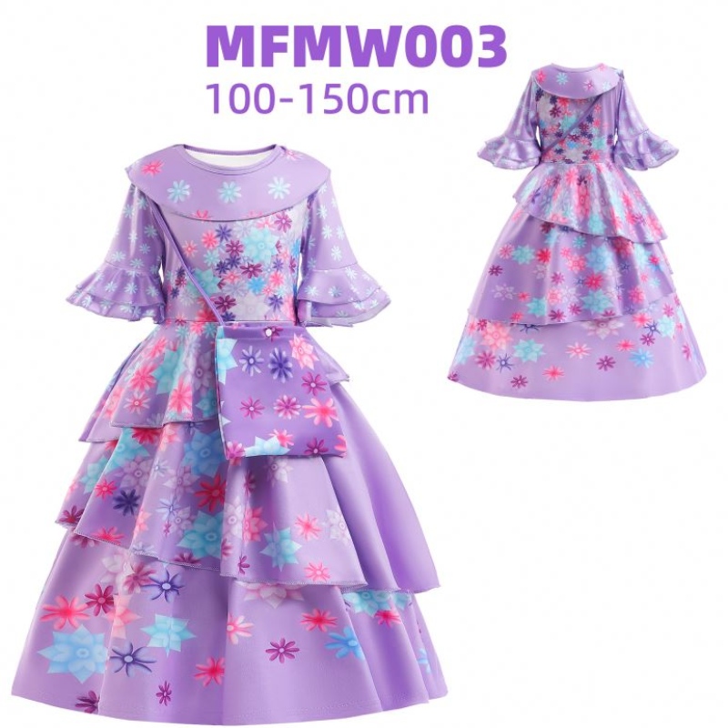 Baige Encanto Mirabel Isabella Purple Girl Dress с дълги ръкави Нови карнавал Kids Party Косплей костюм