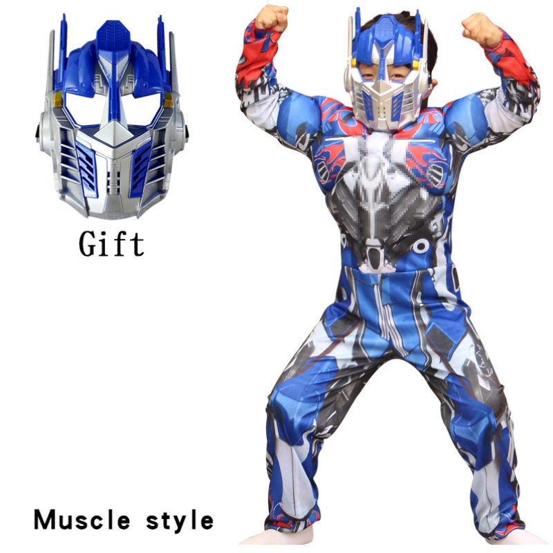 Момчета Optimus Muscle Robot Prime Fancy Dress Up American Boy Superhero Purim Cosplay Хелоуин детски костюм