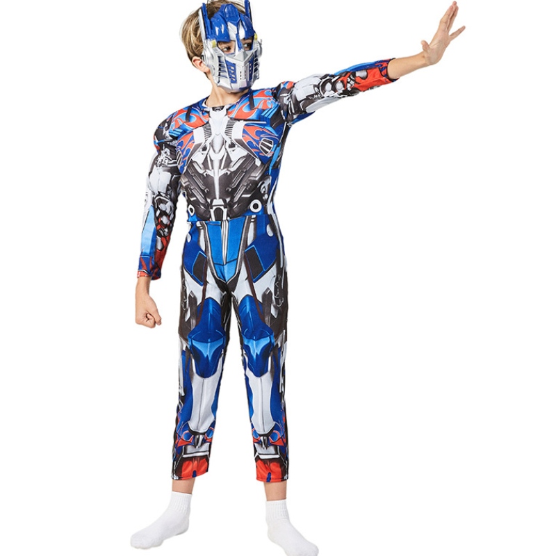 Момчета Optimus Muscle Robot Prime Fancy Dress Up American Boy Superhero Purim Cosplay Хелоуин детски костюм