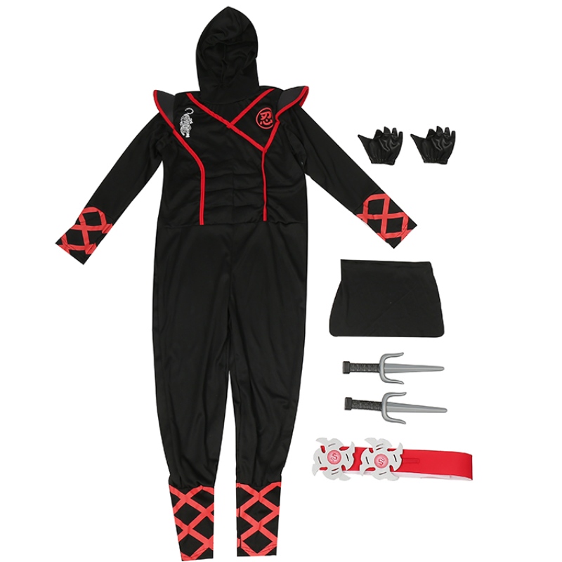 7 парчета Unisex Child Ninja Deluxe Costume for Kids Role Play Themed Party Halloween Fancy Dress-Up