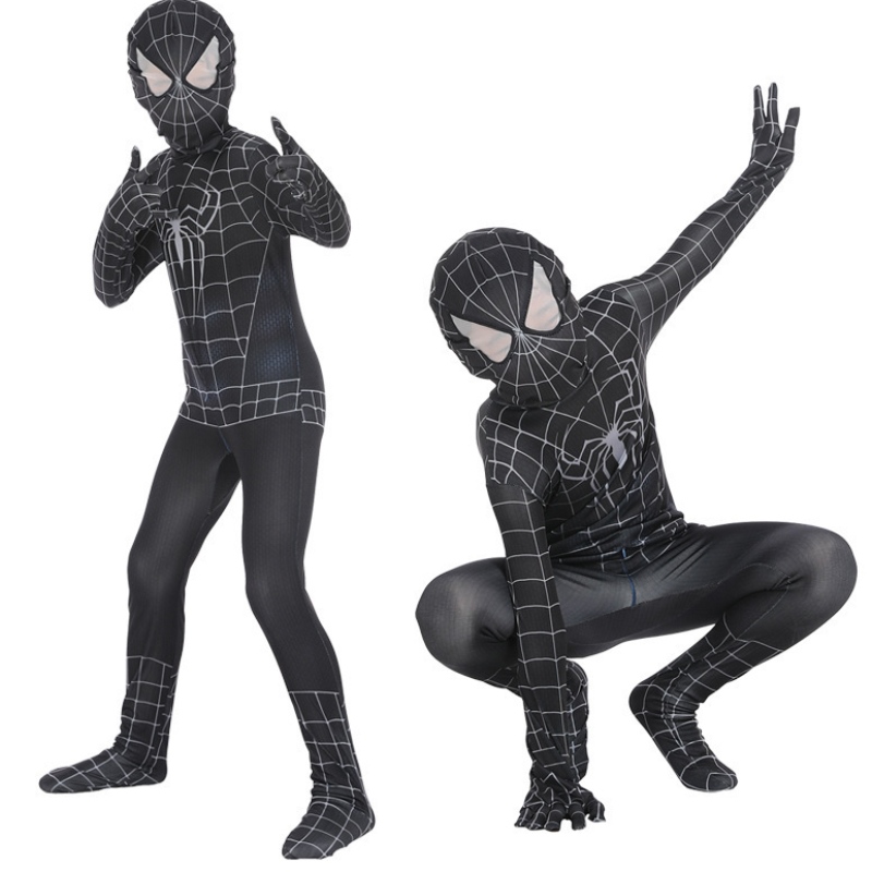 Spiderman Cosplay Black Bodysuit Hero Role Играйте тесен аниме комбинезон мускули Хелоуин костюм