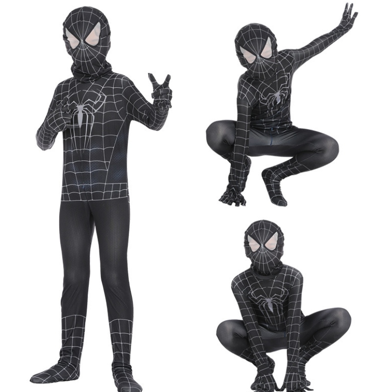 Spiderman Cosplay Black Bodysuit Hero Role Играйте тесен аниме комбинезон мускули Хелоуин костюм