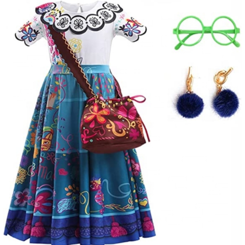 Baige Mirabel Cosplay Costume Children Fancy Carnival Halloween Princess Dress Encanto Madrigal рокля