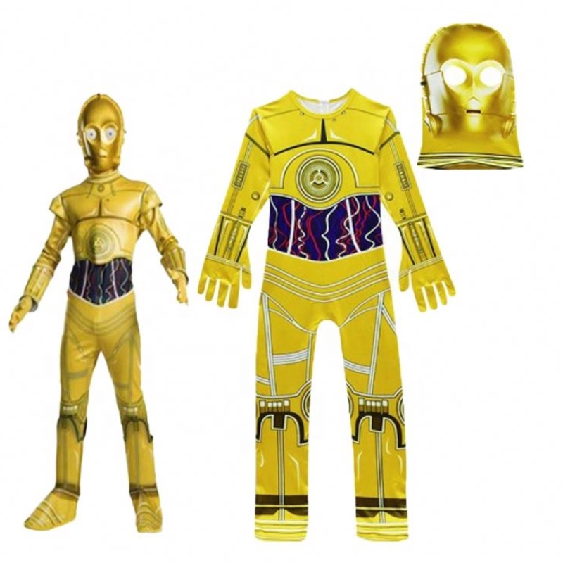 Филм на едро&film тоалети костюм за Хелоуин рожден ден Star Cosplay Wars Jumpsuit C-3PO Робот костюм с маска за деца
