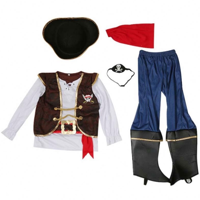 Deluxe Halloween Cosplay Set деца момчета пиратски костюм за деца с шапка DGHC-080