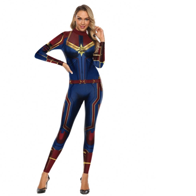 2022 Amazon New Design TV&Movie Косплей костюм Цифров печат на топлопредаване Капитан Marvel Костюм на персонаж Дами боди костюм