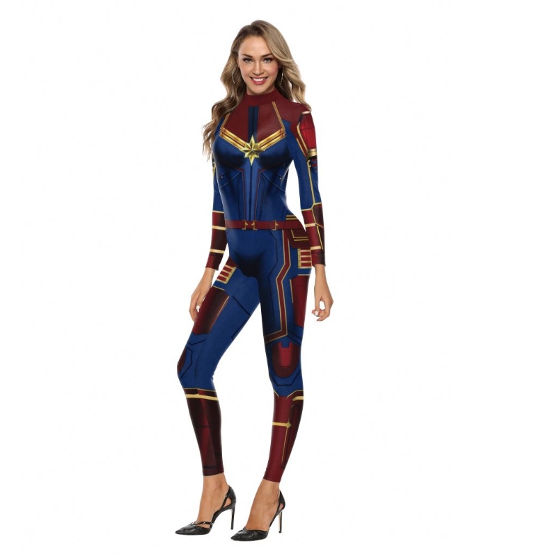 2022 Amazon New Design TV&Movie Косплей костюм Цифров печат на топлопредаване Капитан Marvel Костюм на персонаж Дами боди костюм