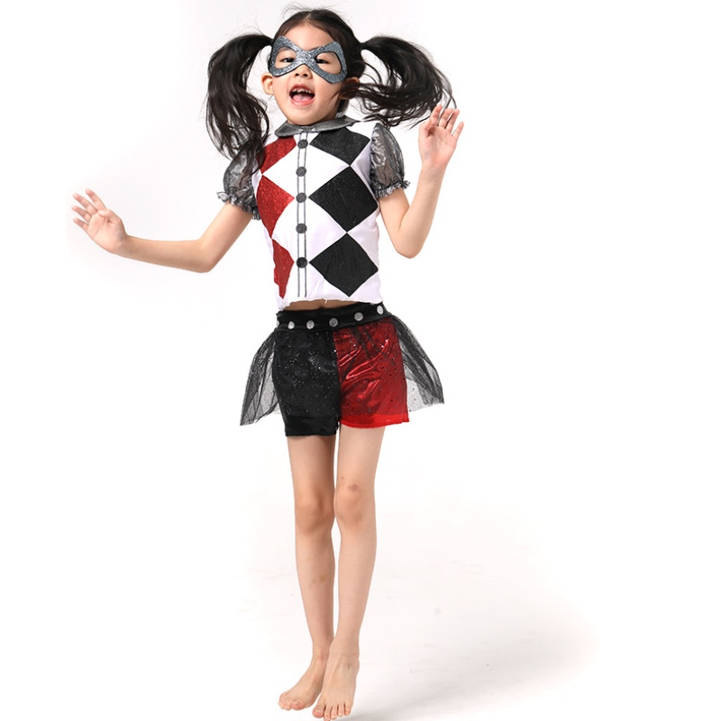 Последно забавно момиче Harley Quinn Girls Halloween костюм с маска за деца
