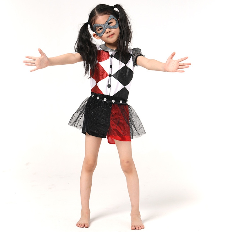 Последно забавно момиче Harley Quinn Girls Halloween костюм с маска за деца