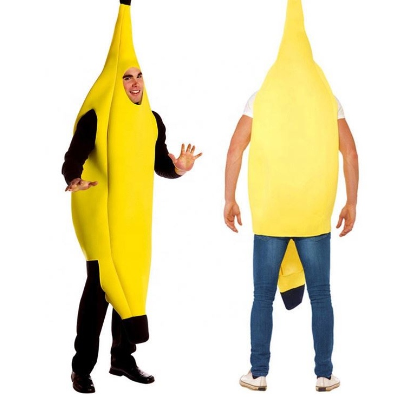 Косплей творения, привлекателни бананови костюми за възрастни луксозни комплекти за парти за Хелоуин, и ролева игра унисекс бананов костюм
