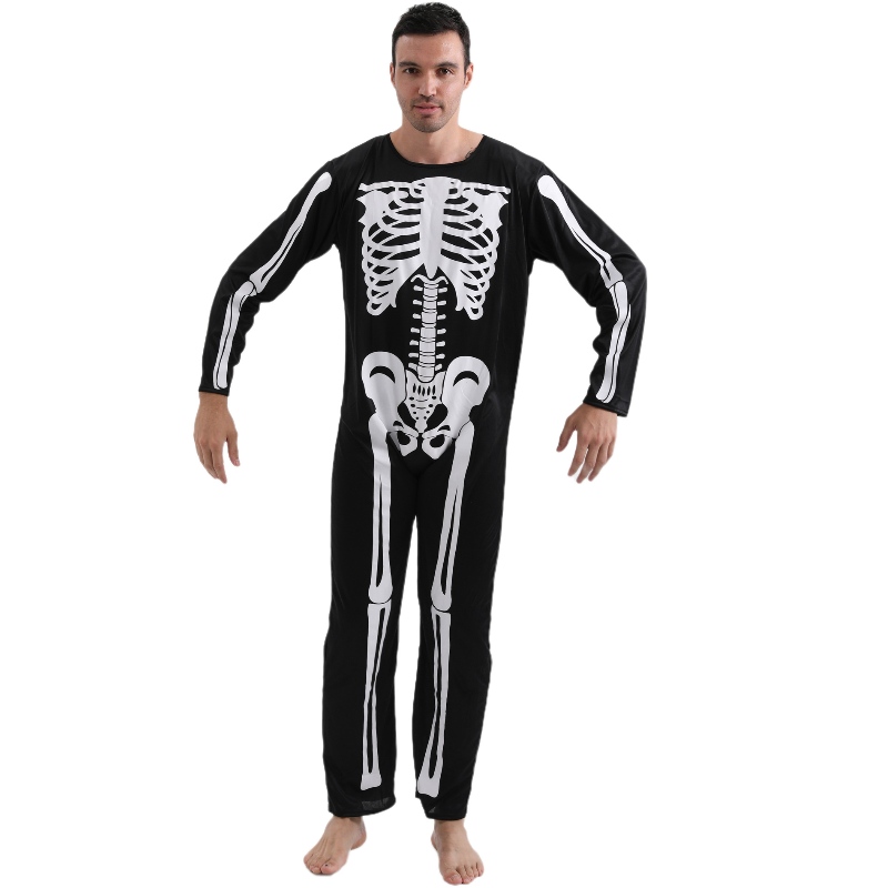 2022 Amazon Amazon Adult Jumpsuit Halloween Party Костюм комбинезон със скелет Костен печат за мъже