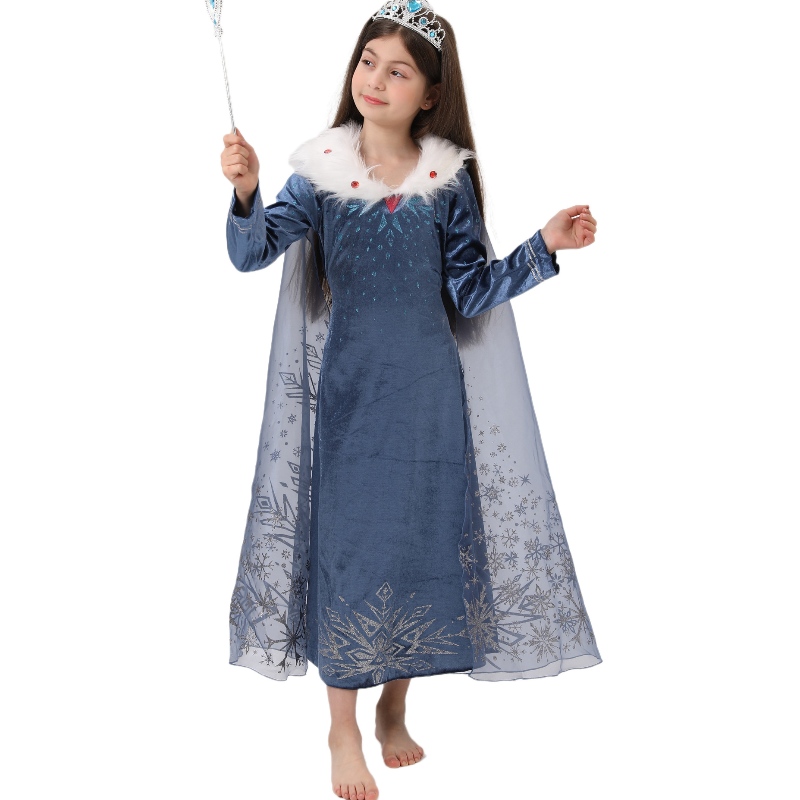 Гореща продажба Истинска Elsa Princess Dress Kids Elsa Cosplay Costume