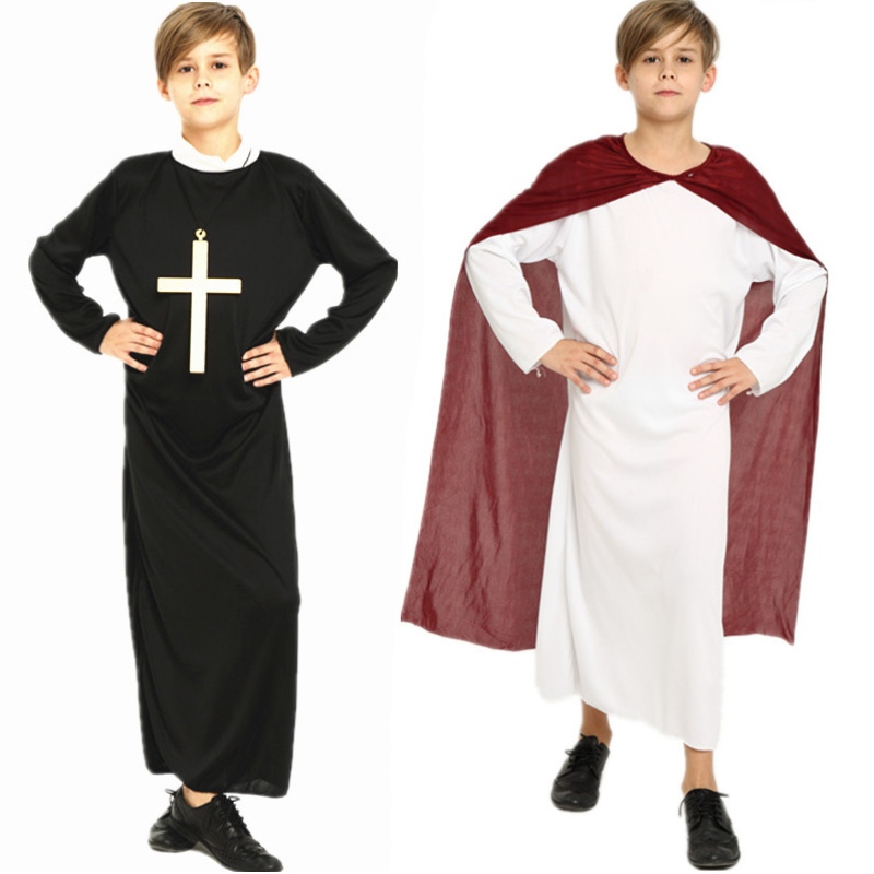 Костюми за Хелоуин Маскарад за момчета Момичета одежди свещеници Бащи Мисионери Йезуитски християнски костюми за деца