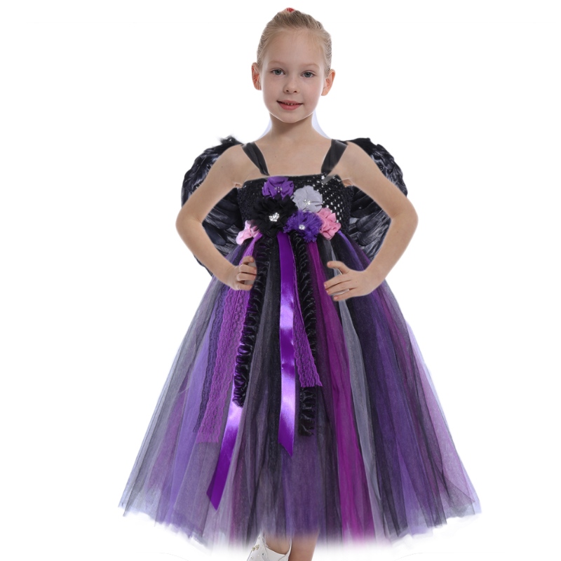Amazon Hot Selling Girls Halloween Costume Vampire Witch Cosplay Pageant Party Tutu рокли