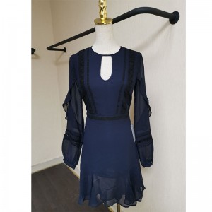 Мода на едро Френски нежен флорален подгъв дамска рокля за дамско облекло елегантни персонализирани шифон ежедневни рокли жени