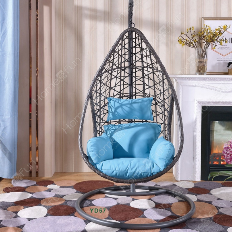Висококачествен многоцветен цвят Външен вътрешен Ратанов дворен стол Яйце люлка висящ стол Външен двор Градински люлка стол