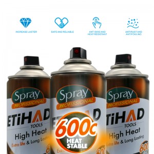 600 Целзийска висока температура черен и сребърен цвят Аерозолна спрей боя Силен топлинен устойчив на топлинна акрилна спрей боя ...