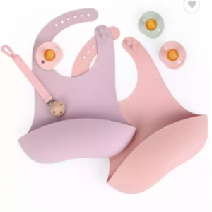 Бебешки лигавници силиконови лигавици, регулируеми водоустойчиви прибори за хранене, багажници за храна