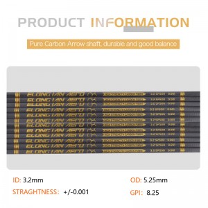 Elongarrow 32inshes 3.2mm висок модул на вал от въглеродни влакна за стрелци за стрелци