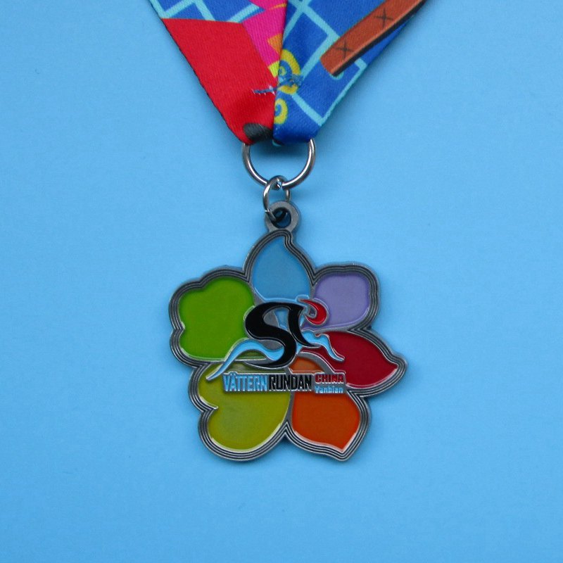Цветен мек емайл античен медал за спортна сплав с панделка с панделка