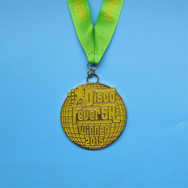 Наградени медали с лента за цинкова сплав, кастинг златен сребърен бронзов спортни медали