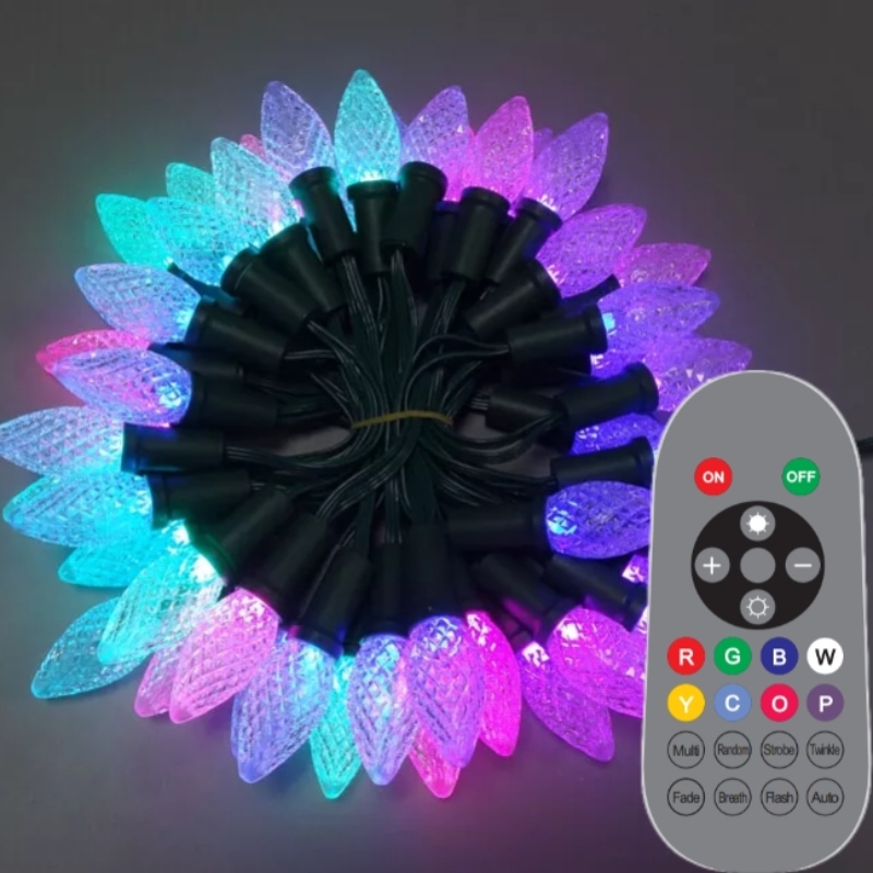 Smart C9 Strawberry Christmas Light Set Outdoer Waterwoof LED RGB Цветна коледна светлинна струна