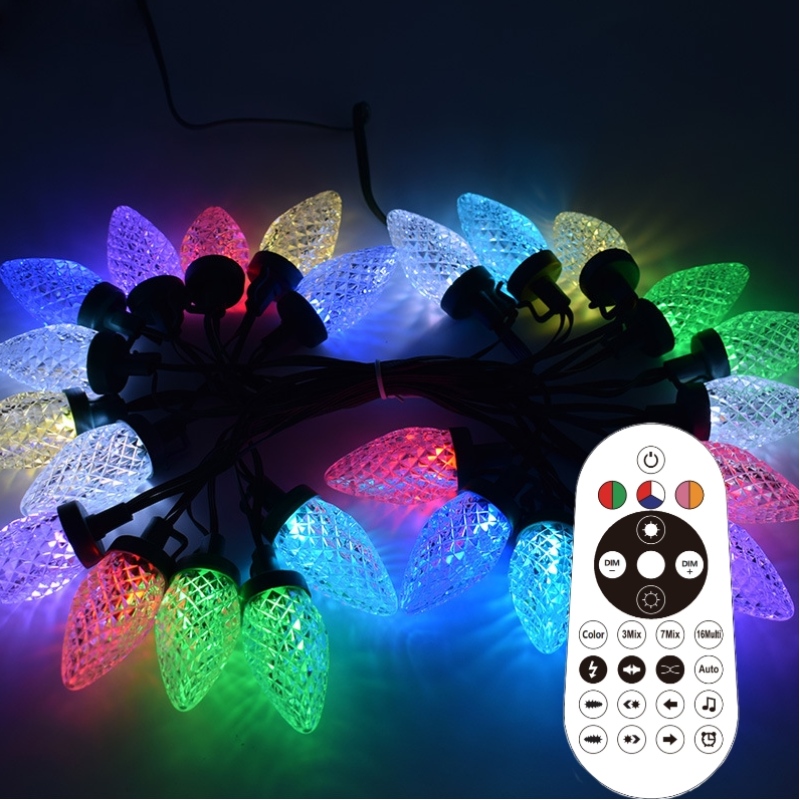 Smart C9 Strawberry Christmas Light Set Outdoer Waterprows LED магически цвят Коледна светло структура