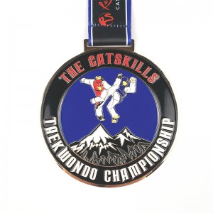 Персонализиран метален кръг форма на релефни дизайнерски емайлирани медали