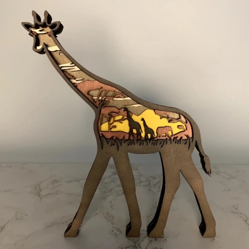 3D животински дървен жираф