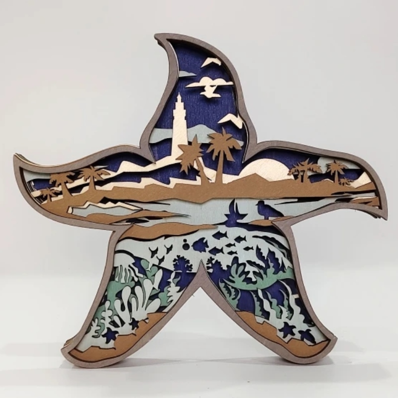 3D дървени орнаменти на звездни риби