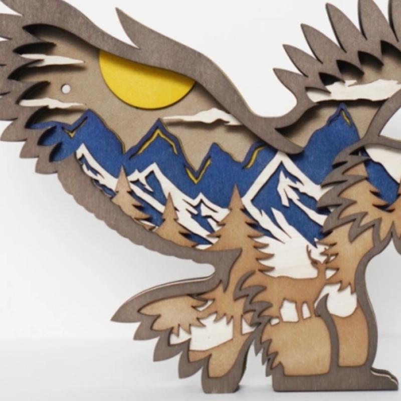 3D орел дървена занаятчийска декорация