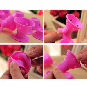 Без топлинно отопление къдрици, силиконови къдрици инструменти за къдрене, без отопление, без увреждане на косата, лесна за почис...