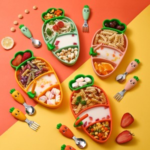 Репичкана чиния за вечеря Силикон деца \\\\\\\\ \'купа за смукателна чаша за купа \\\\\\\\ \\\\\\\\ на прибори за прибори за бебета спомагател...