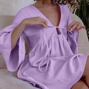 Памучна пижама пижама небрежно свободно прилепване на домашни пижами