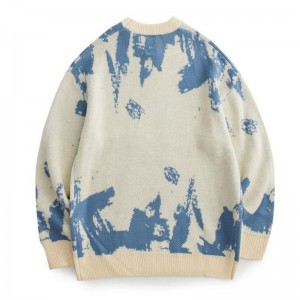 Висококачествен жакард модел плетен вълнен екипаж мъжки пуловер