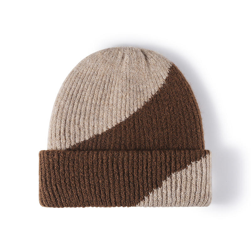 Зима на открито просто студена женска топла цветна вълнена модна шапка модна шапка