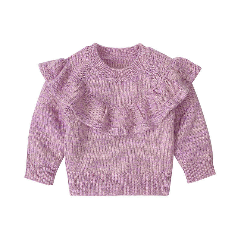 Бебешки дрехи момичета момичета с дълъг ръкав плетен пуловер пуловер плътни цветни модели за плетене бебешки момичета пуловери