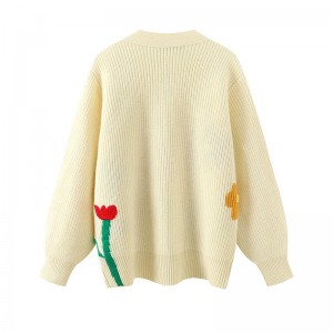 Дизайнерски жени пуловери по поръчка на големи размери с v-образно деколтета с трибуни дами дами жакард свободен жилетка пуловер ...