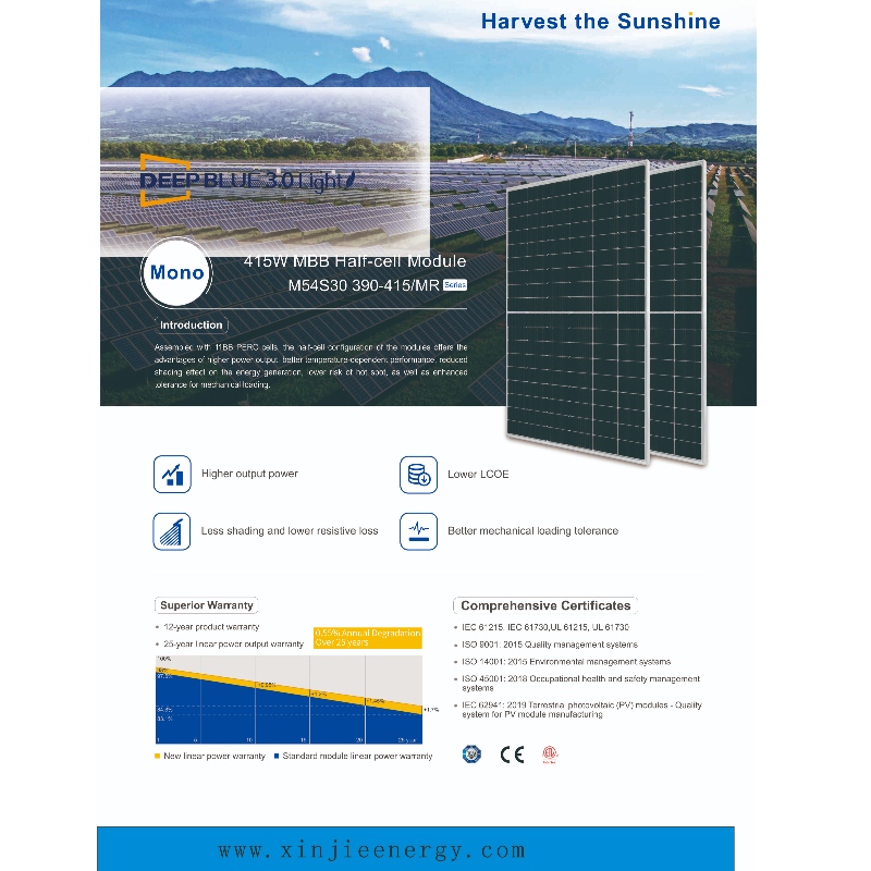 Нова дизайнерска система за слънчеви захранващи панели 390-415 W Онлайн продажба