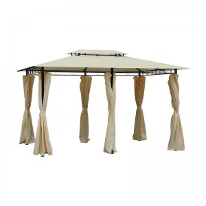 10 \\\\ \'x 13 \\\\\' външна мека горна горна беседка пергола с завеси, двустепенна стоманена рамка беседка за вътрешен двор, сметана бяло