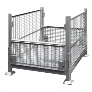 Метална телена мрежа с насипни контейнер с половин капка врати - сгъваем