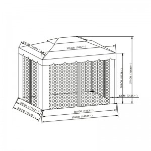 10 фута х 12 фута. Беседка на открито се използва с мрежа за комари, шоколад