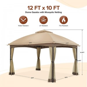 10x 12 Patio Dome Gazebo W/mosquito Netting, двустепенна вентилирана плота за задния двор градинска морава