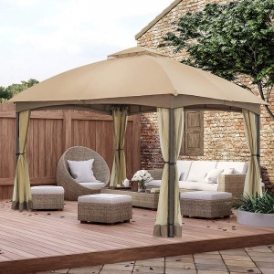 10x 12 Patio Dome Gazebo W/mosquito Netting, двустепенна вентилирана плота за задния двор градинска морава