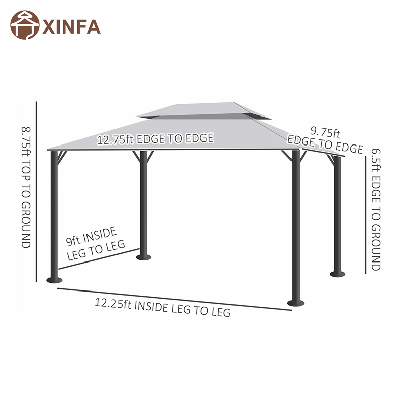 10 \\ 'x 13 \\' Patio Gazebo двоен покрив на открито приют с беседка с мрежа&завеси, сиво